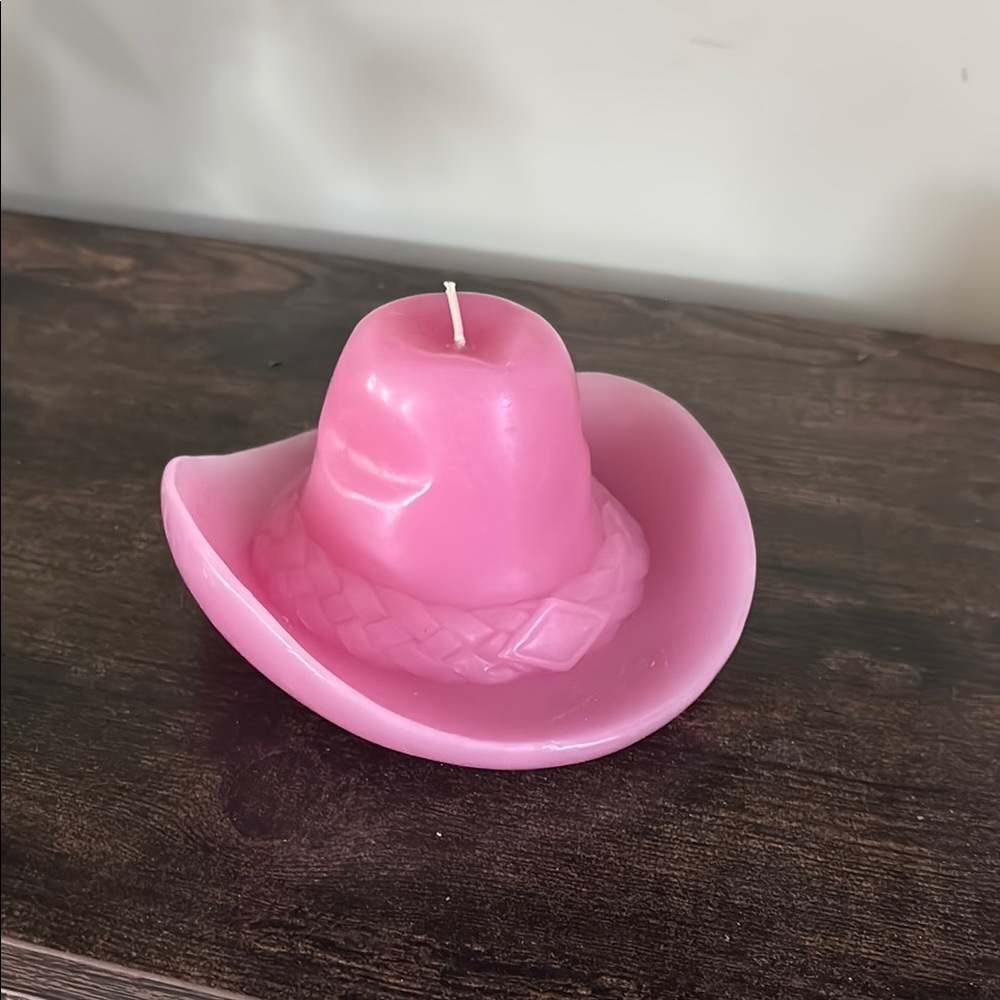 Pink Cowboy Hat Candle